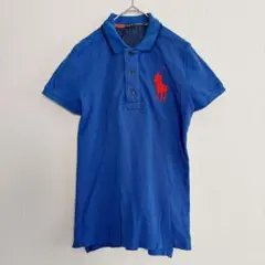 訳あり　ポロ　ラルフローレン　ポロシャツ　青　M相当　半袖　トップス　カットソー