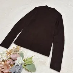【ジーユー】GU リブハイネックセーター ニット 長袖 ブラウン S ●