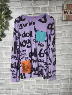 #9 ユニセックスL BABYDOLL パープル グラフィック長袖シャツ L