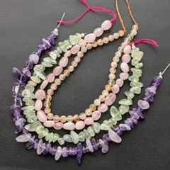 天然石まとめ売り　4点セット　プレナイト　アメジスト　シトリン　*2585