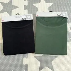 UNIQLO KIDS コットンカラークルーネックT 130 140 2枚のサムネイル