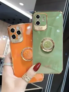 iPhone12pro ケース TPU リング付き　グリーン