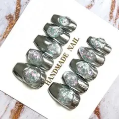 NO746 サイズオーダー　振袖成人式　前撮　卒業式　ミラーネイル　ニュアンス