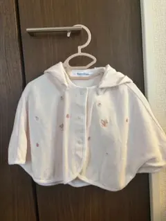 ピンク フード付き ベビーポンチョ