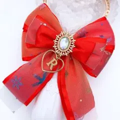 キンブレリボン ペンライトリボン RAYS 雪 赤　オーロラ★ハンドメイド