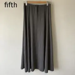 フィフス ロングフレアスカート　ゴムウエスト　ストレッチ素材　体型カバー　ラフ