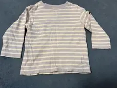 petit main 薄紫と白のストライプ 長袖カットソー 100