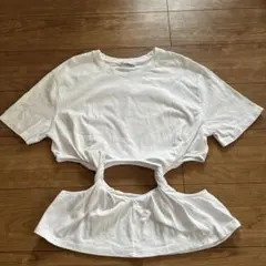 ZARA ホワイト カットアウトTシャツ