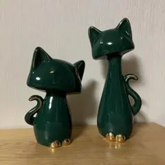ヴィンテージ 真鍮製 猫の置物 躍動感 2体セット アンティーク - メルカリ