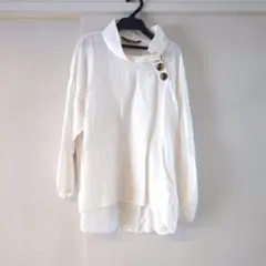 ZARA woman リネン長袖ブラウス　ホワイト　Mのサムネイル