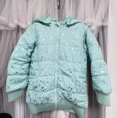 マザウェイズ ダウンコート ミントグリーン シルバー 星 140