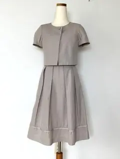 【美品】ANAY グレージュ半袖ジャケット ワンピースアンサンブル