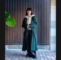 MAISON SPECIALカシミヤ混セミダブルチェスターコートターコイズブルー