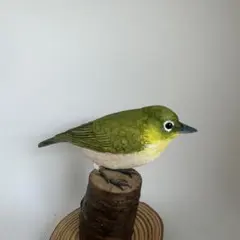 野鳥モズ バードカービング 木彫りの野鳥 リアル野鳥彫刻 ハンドメイド