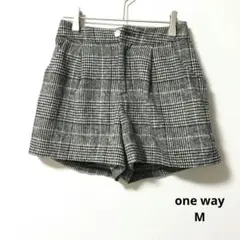 one way チェック柄 ショートパンツ M グレー　レディース