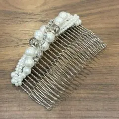 髪飾り　パールコーム　シルバー　ラインストーン　フォーマル　日本製