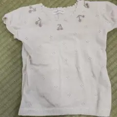 mamaraku さくらんぼ刺繍 半袖ニット 80cm