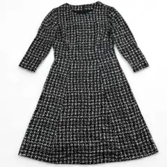 【美品】大きめサイズ 23区 千鳥柄 ニット ジャージー ワンピース 40