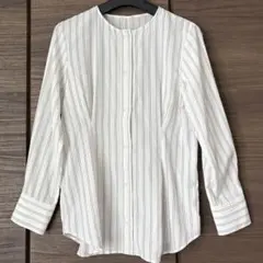 グリーンレーベルリラクシング　ストライプ柄シフォンブラウス