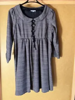 チェック柄 七分袖ワンピース キッズMサイズ