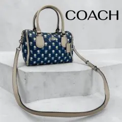 A369【美品】COACH ヘイデン ティーローズ トレイルバッグ デニム 青