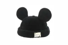 東京ディズニーリゾート　ファンキャップ　ミッキー 耳付き　ボア　モコモコ　黒のサムネイル