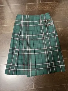 green label relaxing 緑色 チェック柄 プリーツスカート