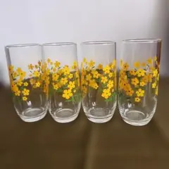 アデリア　昭和レトロ 花柄 ガラスコップ 4個セット