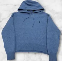 未使用級✨現行 ポロラルフローレン カシミヤ フード付き セーター ブルー 刺繍