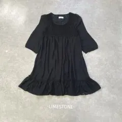 LIMESTONE/ワンピース/M/黒/フリル/大人可愛い/綺麗め/シアー袖