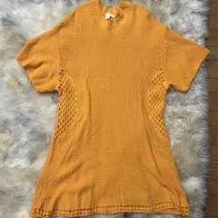 H&M 半袖 ニットトップス ワンピース　オレンジ Lサイズのサムネイル