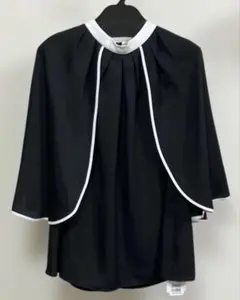 美品】Rene ルネ ケープブラウス ネイビー×ホワイト 完売品 パール