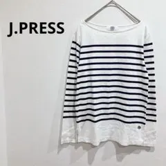 J.PRESS トップス ロンT 黒白 ボーダー ボートネック 綿100% 日本のサムネイル