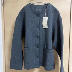 【新品未使用】無印良品　コットン混キルト　カーディガン　ダークグレー　Sサイズ