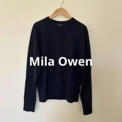 【Mila Owen】レディース　シンプルニット　ネイビー　ウール100%