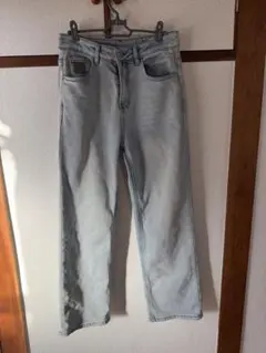 裏フリース　ライトブルー ストレートレッグデニム