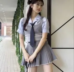 NICE CLAUP ニットミニセットアップ　グレー