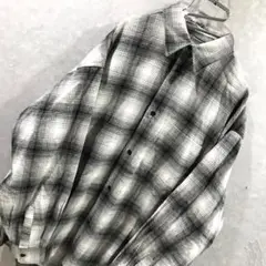 フリークスストア オンブレチェックシャツ ネルシャツ 美品 白黒 L