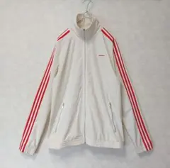 【Y2K】オーバーサイズ adidas トレフォイルロゴ ホワイト×レッドライン