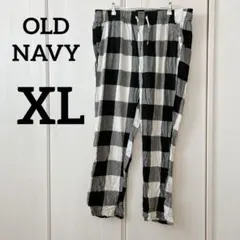 OLD NAVY チェック柄 イージーパンツ 【XL】　白　黒
