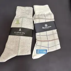LANVIN & Aquascutum 2足組 チェックソックス