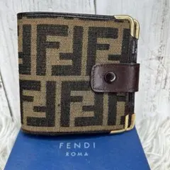 FENDI ズッカ　折り財布　レザー　キャンバス　ヴィンテージ　ブラウン　ロゴ