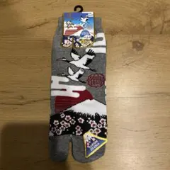 足袋ソックス 25-28cm 富士山 鶴 和柄