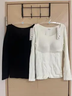 L ユニクロ 極暖ヒートテック リブUネック ブラTシャツ 長袖