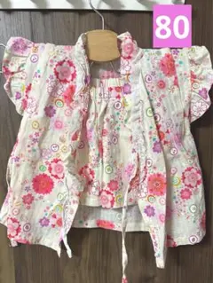 キッズ甚平　女の子甚平　浴衣　80