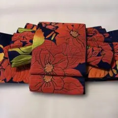 華やかな花柄 付け帯 作り帯 紺色地　マジックテープ　ワンタッチ帯のサムネイル
