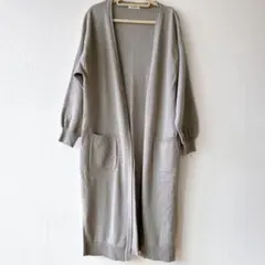 ロングカーディガン　グレー　キレイめ　羽織り　アウター　キレイめ　オフィス　M