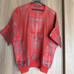 PRIO BLANCA チェック柄 ニット セーター レッド Lのサムネイル