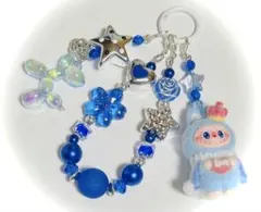 ブルーシルバー⭐︎キラキラ⭐︎ビーズストラップ⭐︎