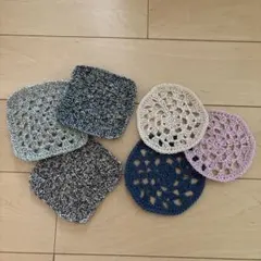 ハンドメイド　コースター　四角　丸　6枚セット